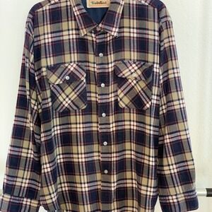 TRAILS END Men's Flannel  XL Blue Red Tan Casual B026